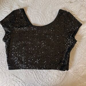 Black Sequin Top Express Size Large NWT